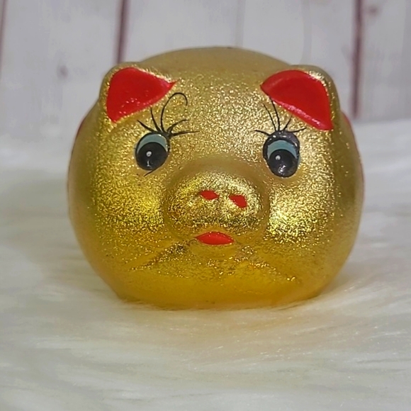 Vintage Chinese Piggy Bank Coin Bank Ceramic Gold Lucky Porcelain Fortune Pig - Picture 5 of 10
